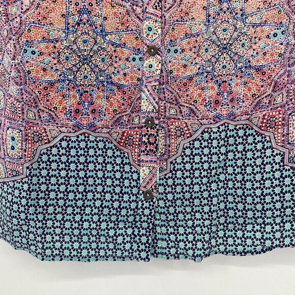 Anthropologie Sidney Maeve Silk Printed 3/4 Sleeve Button‎ Back Tunic Blouse 6 - Picture 8 of 11